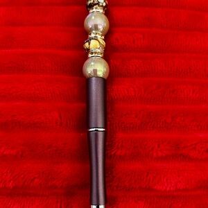 Elegant Brown and Gold Beaded Pen